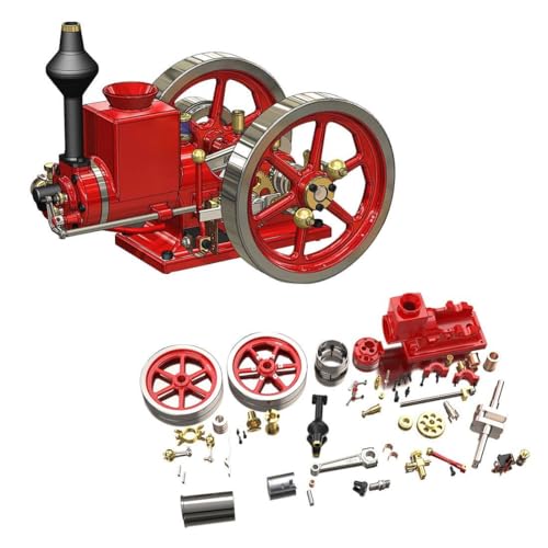 GOUX Motor Modellbausatz, Metall Benzin-Verbrennungsmotor Modellbau, Horizontal Hit and Miss Motor Bausatz Viertaktmotor, 7CC Mini Metall Motor Engine Kit für Technikbegeisterte (KIT-Version) von GOUX