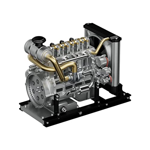 GOUX Motor Modellbausatz, Metall Verbrennungsmotor Modellbau, OHV Inline Motor Bausatz 4 Zylinder Motor Modell, 300+PCS Mini Metall Motor Engine Kit mit Kühlsystem von GOUX