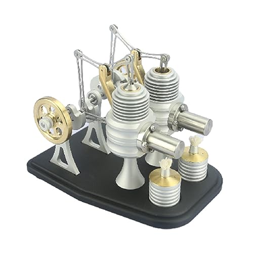 GOUX Stirlingmotor Modellbausatz, Zweizylinder Stirling Engine Bausatz Stirlingmotor Modell, Externer Verbrennungsmotor Pädagogisches Spielzeug Geburtstagsgeschenk Technikbegeisterte (Kit Version) von GOUX