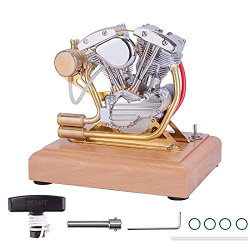 GOUX Verbrennungsmotor Bausatz, Motor Bausatz OHV V-Twin Zweizylinder Viertaktmotor Bausatz Metall Auto Motor Modellbau, 4.2CC Benzinmotor Metall Engine Kit für Erwachsene von GOUX