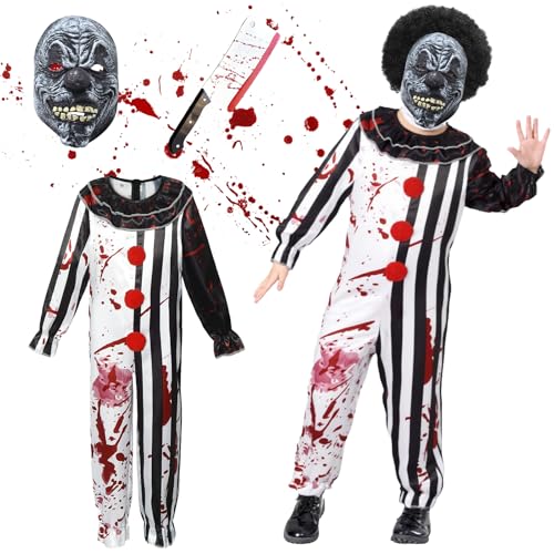 GOUYENG Terrifier Kostüm,Killer Clown Kostüm,Clown Overall Halloween Party,Karneval Horror Anzug Set,für Karneval,Fasching,Mottoparty,Halloween von GOUYENG