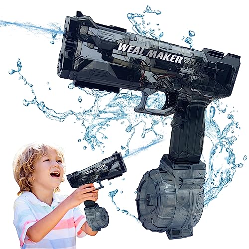Elektrische Wasserpistole für Erwachsene Kinder, 500ml+50ml Kapazität,1200mAh-Akku Automatische Wasserpistole, Wasserspritzpistole mit 6 m Reichweite, für Sommer Pool (Black) von GOXAEEE