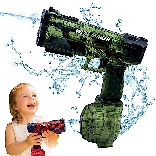 Elektrische Wasserpistole für Erwachsene Kinder, 500ml+50ml Kapazität,1200mAh-Akku Automatische Wasserpistole, Wasserspritzpistole mit 6 m Reichweite, für Sommer Pool (Green) von GOXAEEE