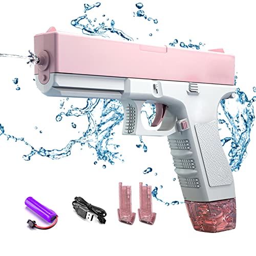 Elektrische Wasserpistole für Erwachsene Kinder, Wasserpistole mit 434ml Kapazität,Max Range 32ft Wasserpistole Elektrisch,Wasserspritzpistole Spielzeug für Sommer Strand Pool (Rosa-58ml) von GOXAEEE