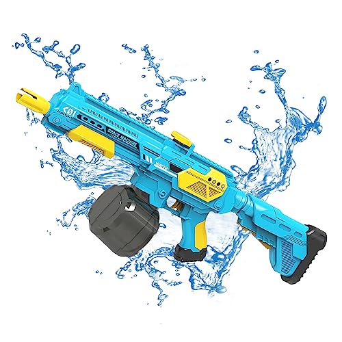 Strongest Auto Water Gun, Wasserpistole Elektrisch Erwachsene Kinder,1200mAh Akku,Reichweite 50ft-33ft, Wasserpistole mit Großer Reichweite, Automatische Wasserpistole für Outdoor (blau-1350ML) von GOXAEEE