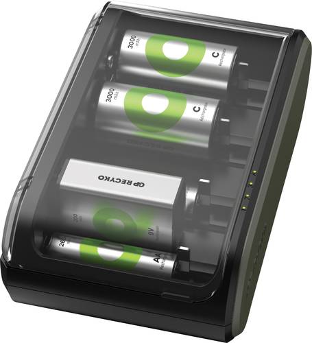 GP Batteries B631 Universell Rundzellen-Ladegerät NiMH 9V Block, Micro (AAA), Mignon (AA), Baby (C) von GP Batteries