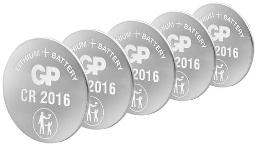 GP Batteries Knopfzelle CR 2016 3V 5 St. 90 mAh Lithium GPCR2016STD123C5 von GP Batteries