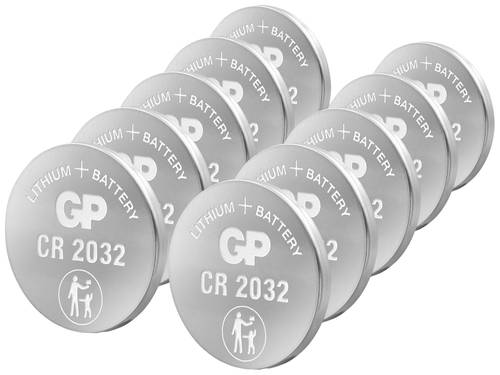 GP Batteries Knopfzelle CR 2032 3V 10 St. Lithium GPCR2032STD900C10 von GP Batteries