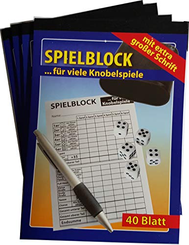 GP 4X Senioren Knobelspiel Spielblock Knobel Würfel Block 40 Blatt große Schrift von GP