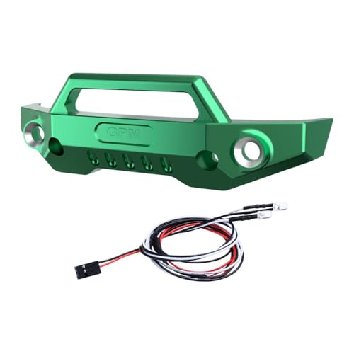 Aluminium 7075 Alloy Front Bumper with LED Lights for Traxxas 1/16 Mini Maxx 4WD RTR Brushless Monster Truck 107154-1 Upgrades - Green von GPM Racing