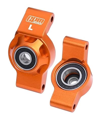Aluminium 7075 Alloy Rear Hub Stub Axle Carriers with Oversize Bearing for Traxxas 1/16 Mini Maxx 4WD RTR Brushless Monster Truck 107154-1 Upgrades - Orange von GPM Racing