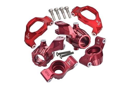 Aluminium 7075 Front C-Hubs & Front Steering Blocks & Rear Stub Axle Carriers Set for Traxxas 1:10 4WD MAXX 89076-4 / 4WD MAXX with WideMAXX 89086-4/1:8 4WD Maxx Slash 6S 102076-4 Upgrades - Red von GPM Racing
