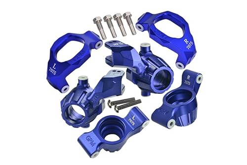 Aluminium 7075 Front C-Hubs & Front Steering Blocks & Rear Stub Axle Carriers Set for Traxxas 1:10 4WD MAXX 89076-4 / 4WD MAXX with WideMAXX 89086-4 Monster Truck Upgrades - Blue von GPM Racing