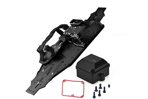 Aluminium 7075-T6 Chassis Plate with Battery Compartment + Radio Box + Motor Base + Servo Mount for Traxxas 1/8 4WD Sledge Monster Truck 95076-4 Upgrades - Black von GPM Racing