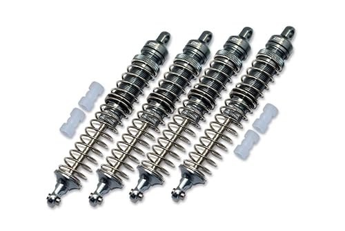 Aluminium Upgrade Combo Set B (F+R Spring Dampers 130mm) For Losi 1:8 LMT 4WD Solid Axle Monster Truck LOS04022 / Mega Truck Brushless LOS04024 / Grave Digger / Son-uva Digger LOS04021 - Grey Silver von GPM Racing