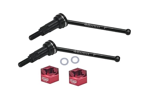 GPM Racing 4140 Medium Carbon Steel Front CVD Drive Shafts with Aluminium 7075 Wheel Hex for Arrma 1/18 Granite GROM MEGA 380 Brushed 4X4 Monster Truck ARA2102 Upgrade Parts - Red von GPM Racing