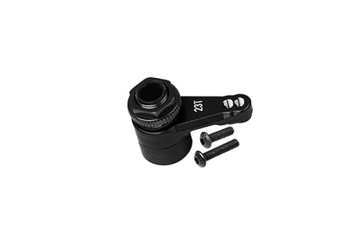 GPM Racing Aluminium 7075 23T Servo Horn with Built-In Spring (2 Positioning Holes) for Axial 1/10 RBX10 Ryft Rock Bouncer AXI03005 / Losi 1/8 LMT Solid Axle Monster Truck LOS04022-3Pc Set Black von GPM Racing