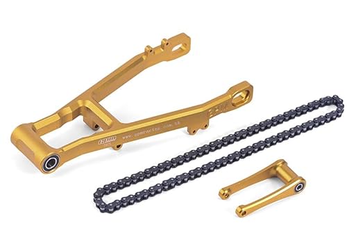 GPM Racing Aluminium 7075 Extend Swing Arm (+30mm) + Pull Rod + Chain for LOSI 1:4 Promoto MX Motorcycle Dirt Bike RTR FXR LOS06000 LOS06002 Upgrades - Gold von GPM Racing