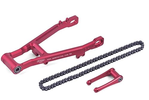 GPM Racing Aluminium 7075 Extend Swing Arm (+30mm) + Pull Rod + Chain for LOSI 1:4 Promoto MX Motorcycle Dirt Bike RTR FXR LOS06000 LOS06002 Upgrades - Red von GPM Racing