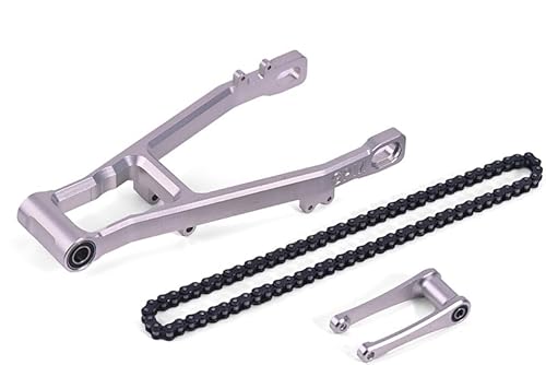 GPM Racing Aluminium 7075 Extend Swing Arm (+30mm) + Pull Rod + Chain for LOSI 1:4 Promoto MX Motorcycle Dirt Bike RTR FXR LOS06000 LOS06002 Upgrades - Silver von GPM Racing