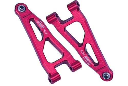 GPM Racing Aluminium 7075 Front Lower Suspension Arms for Arrma 1/18 Granite GROM MEGA 380 Brushed 4X4 Monster Truck ARA2102 Upgrade Parts - Red von GPM Racing