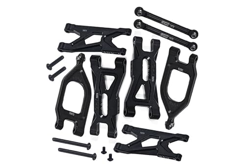 GPM Racing Aluminium 7075 Front Upper & Lower Suspension Arms + Rear Suspension Arms & Link Rod for Arrma 1/10 Gorgon 4X2 Mega 550 Brushed Monster Truck-ARA3230 Upgrade Parts - Blue von GPM Racing