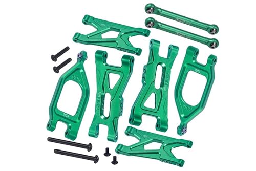GPM Racing Aluminium 7075 Front Upper & Lower Suspension Arms + Rear Suspension Arms & Link Rod for Arrma 1/10 Gorgon 4X2 Mega 550 Brushed Monster Truck-ARA3230 Upgrade Parts - Green von GPM Racing