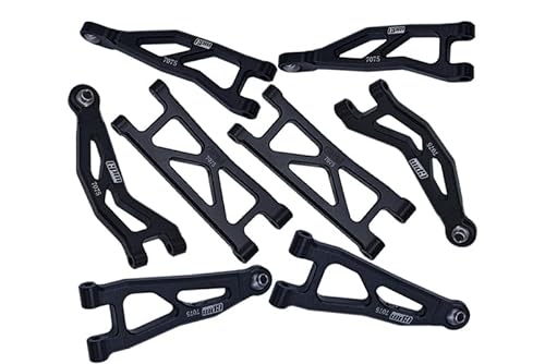 GPM Racing Aluminium 7075 Front and Rear Suspension Arms Set for Arrma 1/18 Granite GROM MEGA 380 Brushed 4X4 Monster Truck ARA2102 Upgrade Parts - Black von GPM Racing