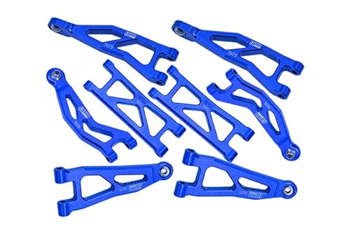 GPM Racing Aluminium 7075 Front and Rear Suspension Arms Set for Arrma 1/18 Granite GROM MEGA 380 Brushed 4X4 Monster Truck ARA2102 Upgrade Parts - Blue von GPM Racing
