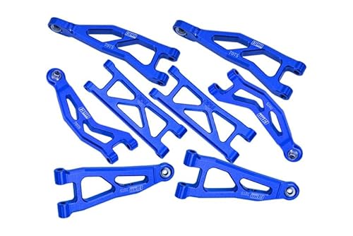 GPM Racing Aluminium 7075 Front and Rear Suspension Arms Set for Arrma 1/18 Granite GROM MEGA 380 Brushed 4X4 Monster Truck ARA2102 Upgrade Parts - Blue von GPM Racing