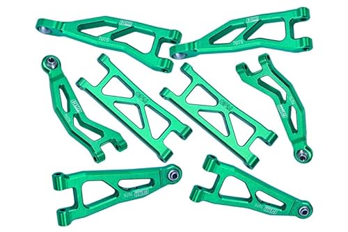 GPM Racing Aluminium 7075 Front and Rear Suspension Arms Set for Arrma 1/18 Granite GROM MEGA 380 Brushed 4X4 Monster Truck ARA2102 Upgrade Parts - Green von GPM Racing