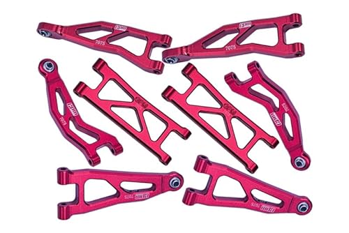 GPM Racing Aluminium 7075 Front and Rear Suspension Arms Set for Arrma 1/18 Granite GROM MEGA 380 Brushed 4X4 Monster Truck ARA2102 Upgrade Parts - Red von GPM Racing