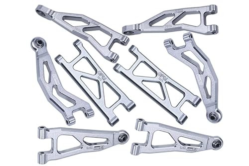 GPM Racing Aluminium 7075 Front and Rear Suspension Arms Set for Arrma 1/18 Granite GROM MEGA 380 Brushed 4X4 Monster Truck ARA2102 Upgrade Parts - Silver von GPM Racing