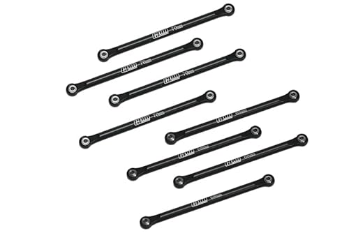 GPM Racing Aluminium 7075 Upper & Lower Link Bar Set for Losi 1/18 Mini LMT 4X4 Brushed Monster Truck RTR-LOS01026 Upgrade Parts - Black von GPM Racing