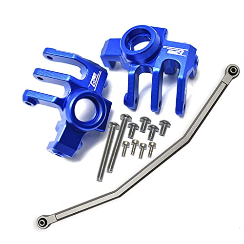 GPM Racing Axial 1/10 RBX10 Ryft 4WD Rock Bouncer AXI03005 Tuning Teile Aluminium Front Knuckle Arm with Steering Rod - 13Pc Set Blue von GPM Racing