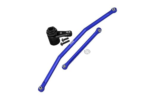 GPM Racing Axial 1/10 RBX10 Ryft 4WD Rock Bouncer AXI03005 Tuning Teile Aluminium Front Steering Tie Rods + Aluminium 7075 25T Servo Horn with Built-In Spring (2 Positioning Holes) - 6Pc Set Blue von GPM Racing