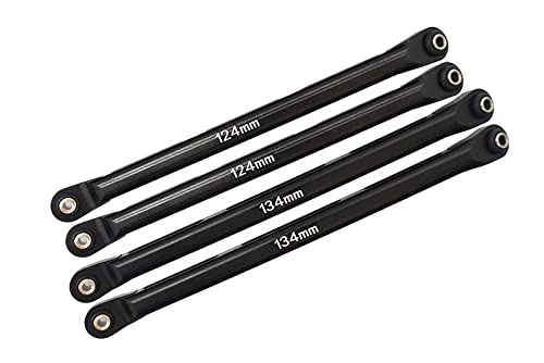 GPM Racing Axial 1/10 RBX10 Ryft 4WD Rock Bouncer AXI03005 Tuning Teile Aluminium Front Upper & Lower Chassis Links Parts Tree - 4Pc Set Black von GPM Racing