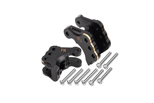 GPM Racing Axial 1/10 RBX10 Ryft 4WD Rock Bouncer AXI03005 Tuning Teile Brass Front Axle Mount Set for Suspension Links (Gold Inlay Version) - 10Pc Set Black von GPM Racing