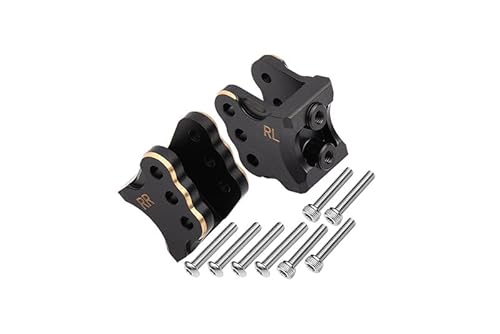 GPM Racing Axial 1/10 RBX10 Ryft 4WD Rock Bouncer AXI03005 Tuning Teile Brass Rear Axle Mount Set for Suspension Links (Gold Inlay Version) - 10Pc Set Black von GPM Racing