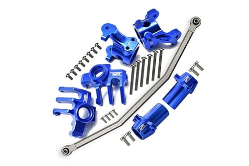 GPM Racing Axial 1/10 RBX10 Ryft 4WD Rock Bouncer Aluminium Tuning Teile Combo Set B (Front C-Hubs + Front & Rear Knuckle Arms + Steering Rod) - Blue von GPM Racing