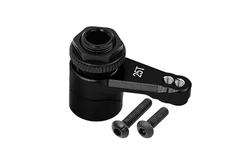 GPM Racing Axial 1/10 RBX10 Ryft 4WD Rock Bouncer Tuning Teile Aluminium 7075 25T Servo Horn with Built-In Spring (2 Positioning Holes) - 3Pc Set Black von GPM Racing