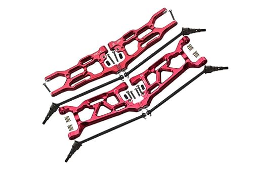GPM Racing Losi 1/10 Lasernut U4 Tenacity LOS03028 Aluminium Tuning Teile Combo Set B (Front & Rear Lower Arms + Front & Rear CVD Drive Shafts) - Red von GPM Racing