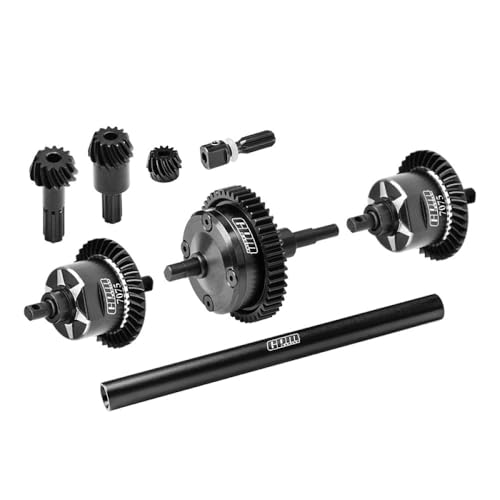 4140 Carbon Steel + 7075 Alloy Front & Centre & Rear Complete Differential for Traxxas 1/16 Mini Maxx 4WD RTR Brushless Monster Truck 107154-1 Upgrades - Black von GPM