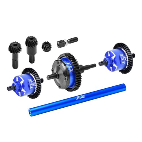 4140 Carbon Steel + 7075 Alloy Front & Centre & Rear Complete Differential for Traxxas 1/16 Mini Maxx 4WD RTR Brushless Monster Truck 107154-1 Upgrades - Blue von GPM