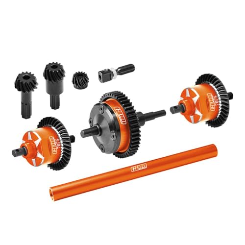 4140 Carbon Steel + 7075 Alloy Front & Centre & Rear Complete Differential for Traxxas 1/16 Mini Maxx 4WD RTR Brushless Monster Truck 107154-1 Upgrades - Orange von GPM