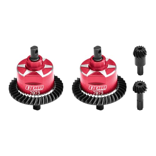 4140 Carbon Steel + 7075 Alloy Front & Rear Complete Differential for Traxxas 1/16 Mini Maxx 4WD RTR Brushless Monster Truck 107154-1 Upgrades - Red von GPM