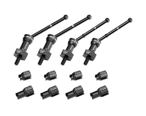 Aluminium 4140 Carbon Steel Front & Rear CVD Drive Shafts with Alloy 7075 Wheel Hex (Pins Thickened 2mm) for Arrma 1/16 Mojave GROM Desert Truck Upgrades - Black von GPM