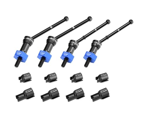 Aluminium 4140 Carbon Steel Front & Rear CVD Drive Shafts with Alloy 7075 Wheel Hex (Pins Thickened 2mm) for Arrma 1/16 Mojave GROM Desert Truck Upgrades - Blue von GPM