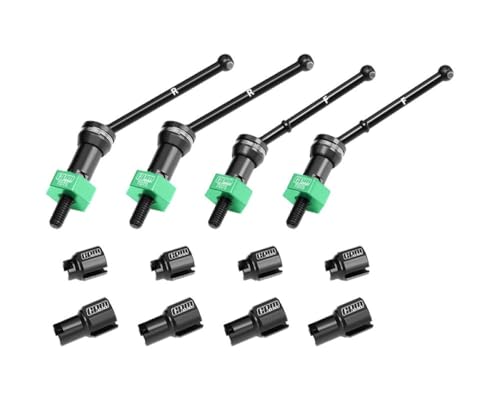 Aluminium 4140 Carbon Steel Front & Rear CVD Drive Shafts with Alloy 7075 Wheel Hex (Pins Thickened 2mm) for Arrma 1/16 Mojave GROM Desert Truck Upgrades - Green von GPM