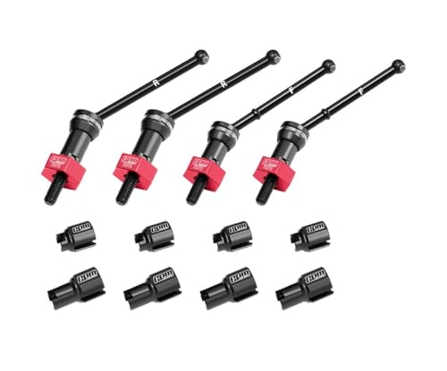 Aluminium 4140 Carbon Steel Front & Rear CVD Drive Shafts with Alloy 7075 Wheel Hex (Pins Thickened 2mm) for Arrma 1/16 Mojave GROM Desert Truck Upgrades - Red von GPM